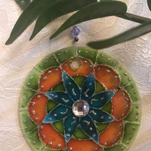 Mandala de Vidro –  Flor Azul – 10 cm