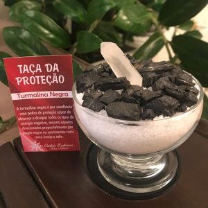 Taça da Proteção de Turmalina Negra, Cristal e Sal Grosso 7cm
