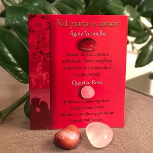 Kit Amor-Ágata vermelha e Quartzo Rosa