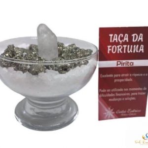 Taça da Fortuna de Pirita, Cristal e Sal Grosso 7CM