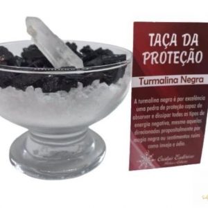 Taça da Proteção de Turmalina Negra, Cristal e Sal Grosso 7cm