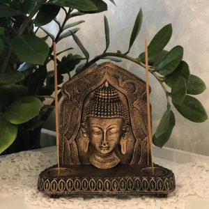 Altar de Estatua de Buda – Castiçal e Incensário Aparador