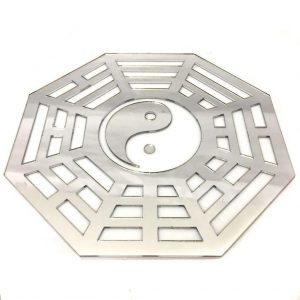 Baguá Espelhado Branco – Yin Yang – 11,5CM